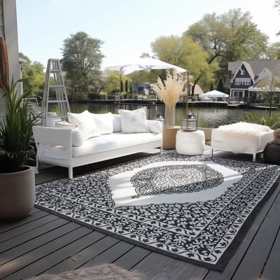 Teppich ELLE DECORATION "Meekly Wendeteppich", schwarz, B:160cm H:5mm L:230cm, Polypropylen, Teppiche, Flachgewebe, In-& Outdoor, Modern, beidseitig, Balkon, Wohnzimmer Image