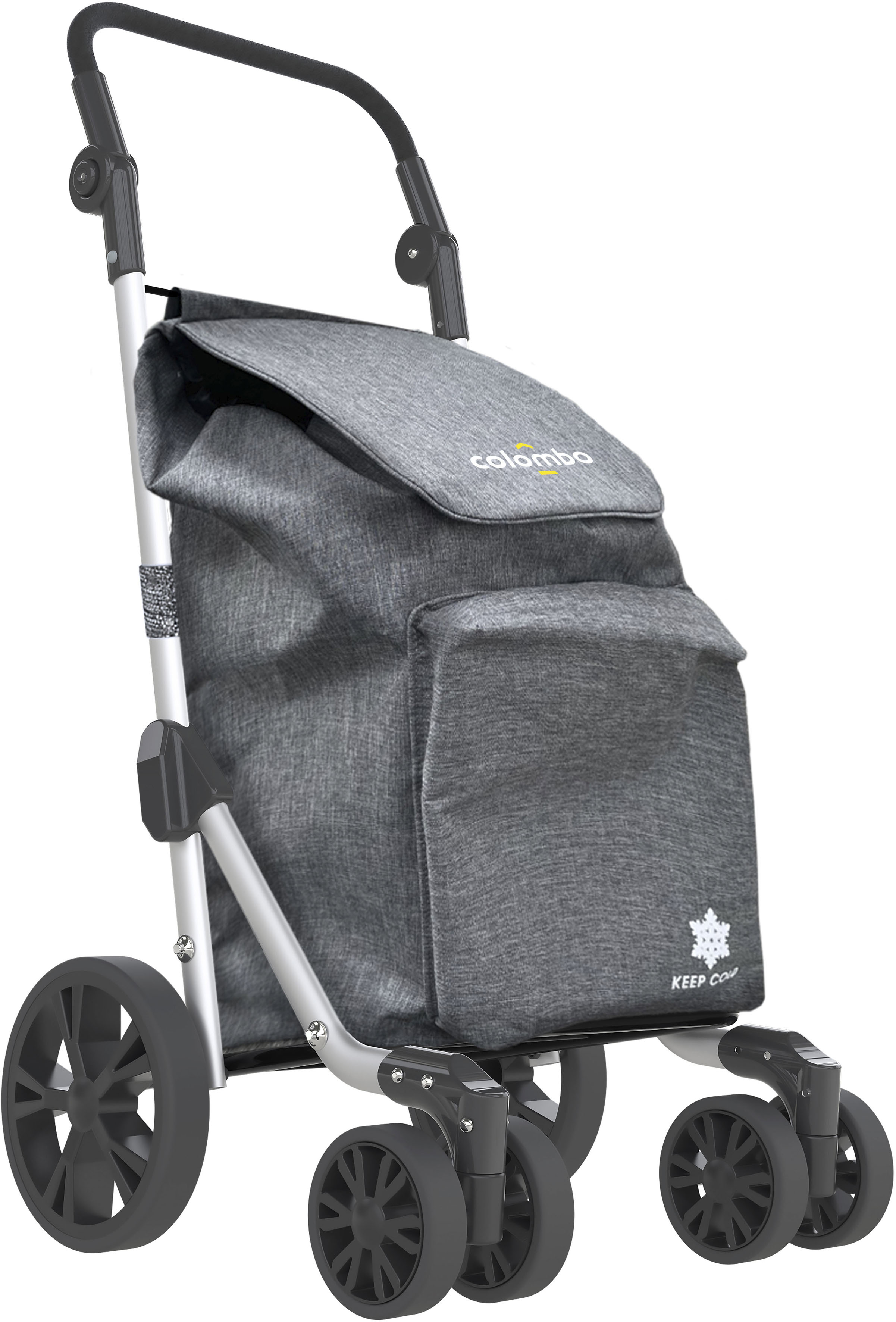 Einkaufstrolley BISCHOF "keep cold", blau, B:46cm H:102cm, Aluminium, Kunststoff, Einkaufskörbe, wasserdichte Tasche aus Polyester, zusätzlich 4 Liter Kühlfach Image