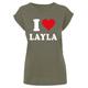 T-Shirt MERCHCODE "Damen Ladies I Love Layla X T-Shirt" Gr. XL, grün (olive) Herren Shirts T-Shirts