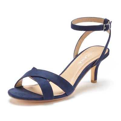 Sandalette LASCANA "Sommerschuh", Damen, Gr. 42, blau (dunkelblau), Obermaterial: 100% Lederimitat. Futter: 100% Lederimitat. Decksohle: 100% Lederimitat. Laufsohle: 100% Synthetik, unifarben, feminin, Schuhe Sandalette Riemchensandale,... Image