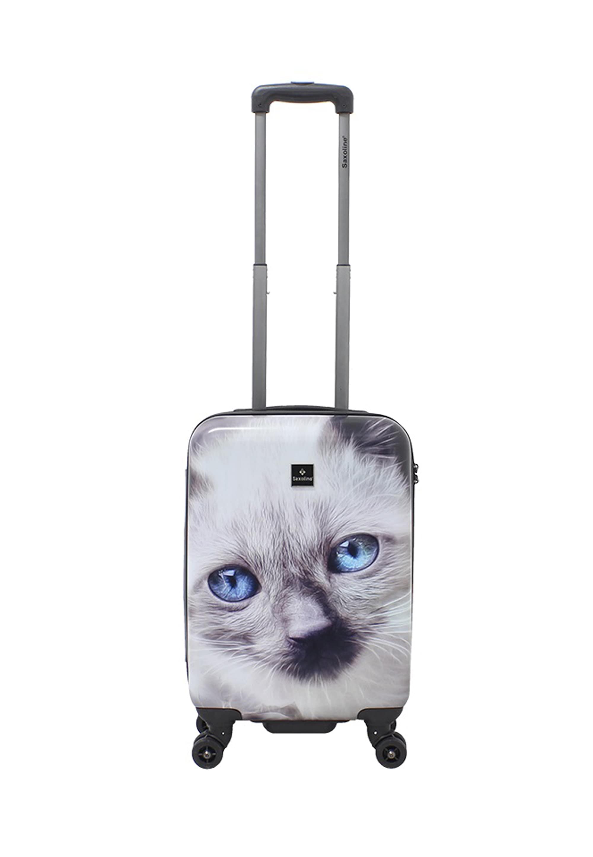 Koffer SAXOLINE "White Cat", Gr. B/H/T: 35 x 54 x 20, schwarz-weiß (weiß, schwarz), Polyester, Koffer, mit niedlichem Katzenmotiv Image