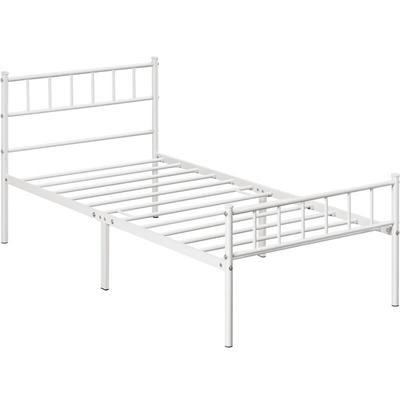 Metallbett 90 x 200 cm Bettrahmen mit Kopfteil Bettgestell aus Metall Gästebett mit Lattenrost für Image