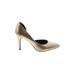 Brash Heels: Pumps Stilleto Cocktail Party Gold Solid Shoes - Women's Size 7 1/2 - Almond Toe