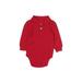 OshKosh B'gosh Long Sleeve Onesie: Red Print Bottoms - Size 6-9 Month