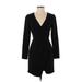 Black Halo Casual Dress - Mini Plunge Long sleeves: Black Print Dresses - Women's Size 0