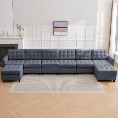 Mixoy Modular Sectional Sofa with Adjustable Armrest,Storage Ottoman,Modern L/U Shaped Living Room Furniture Set