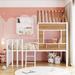 Kids House Beds Low Loft Bed Frame with Roof, Window, Guardrail and Ladder, Metal Twin Size Loft Bed for Kids Teens Girls Boys
