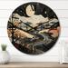 Designart "Blue And Gold Modern African Landscape IV" Modern Oversized Wood Wall Clock