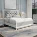 Roundhill Furniture Galaxy Upholstered Tufting Panel Bed with LED Lights in Pearlized White