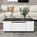 Lift Top Coffee Table with Storage Drawers and Tempered Glass Top End Table for Livingroom Versatile Black/ White Center Table