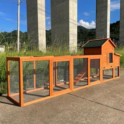 Outdoor 122 in Large Wooden Hen Chicken Coop with Nest Box Wire Fence