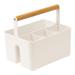 mDesign Plastic Kitchen Tote, Divided Basket Bin with Wood Handle - 6.5 X 8.5