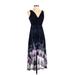 Simply Vera Vera Wang Casual Dress - High/Low: Blue Tie-dye Dresses - Women's Size X-Small Petite