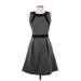Tabitha Casual Dress - A-Line High Neck Sleeveless: Gray Color Block Dresses - Women's Size 2