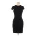 H&M Casual Dress - Sheath Crew Neck Short sleeves: Black Solid Dresses - Women's Size 6