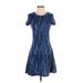 Maeve Casual Dress - Mini Crew Neck Short sleeves: Blue Dresses - Women's Size X-Small