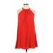 One Clothing Cocktail Dress - A-Line Halter Sleeveless: Red Print Dresses - Women's Size Medium