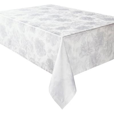 Tischdecke CURT BAUER "3458 Diana, mit filigran gezeichneten Pfingstrosen, Damast-Tischwäsche", weiß, B:130cm L:170cm, Damast-Halbzwirn, Tischdecken, aus 100% Baumwolle, merzerisiert Image
