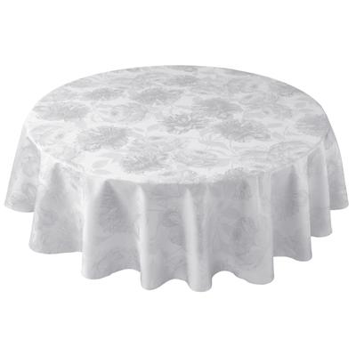 Tischdecke CURT BAUER "3458 Diana, rund, mit filigran gezeichneten Pfingstrosen", weiß, Ø:140cm, Damast-Halbzwirn, Tischdecken, aus 100% Baumwolle, merzerisiert, Damast-Tischwäsche Image