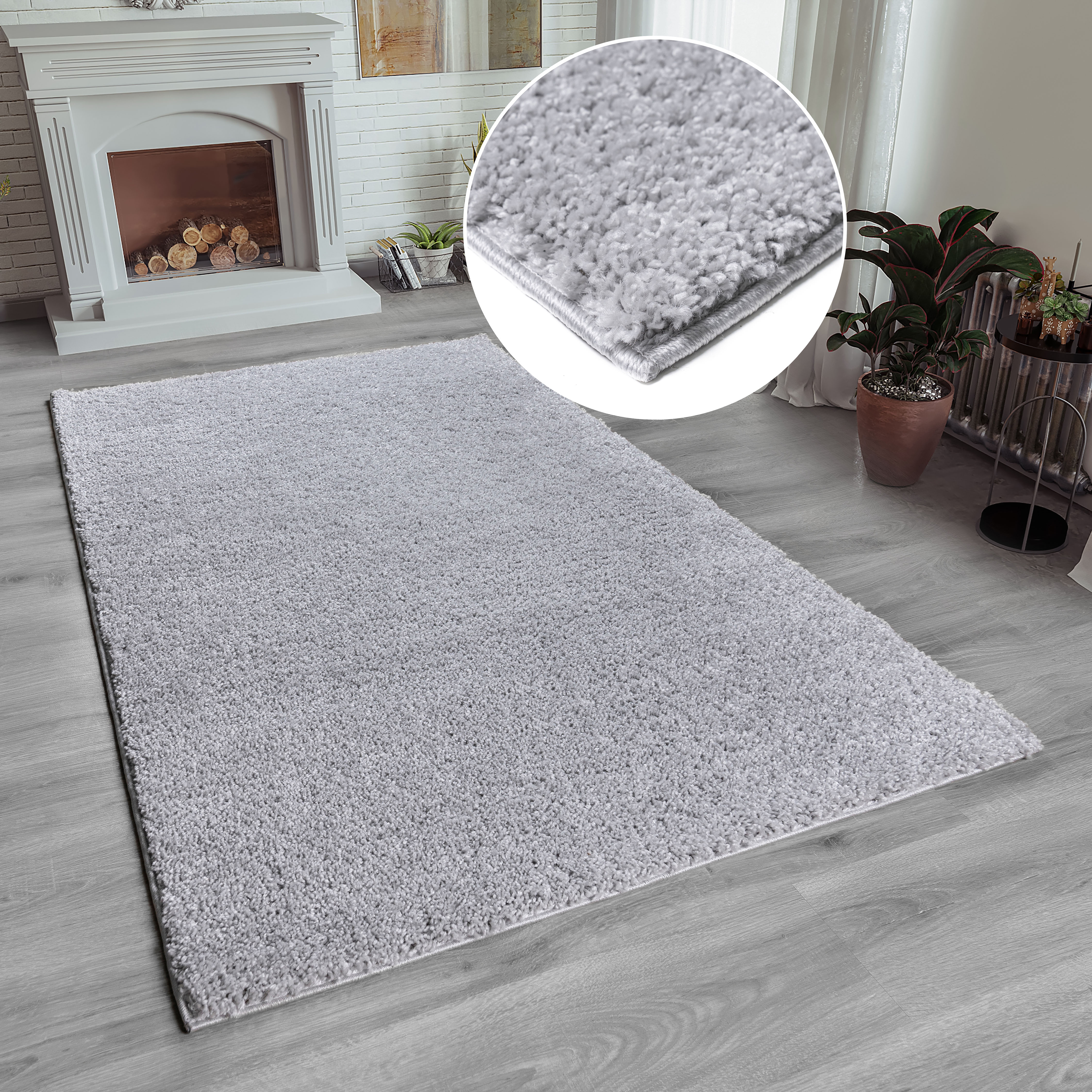 Hochflor-Teppich MY HOME "Shaggy 30" Gr. 1, grau (hellgrau), B:60cm H:30mm L:90cm, Kunstfaser, Teppiche, Teppich, Uni Farben, besonders weich und kuschelig, Kundenliebling Image