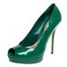 Gucci Shoes | Gucci Green Patent Leather Peep Toe Platform Pumps Size 38.5 | Color: Green | Size: 38.5