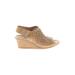 Earth Wedges: Tan Print Shoes - Women's Size 10 - Peep Toe