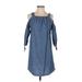 Madewell Casual Dress - Shift Square 3/4 sleeves: Blue Solid Dresses - Women's Size X-Small