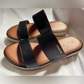 Coach Shoes | Coach Franca Espadrille Slip On Sandals Black Leather Sz8.5 | Color: Black/Gold | Size: 8.5