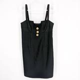 Nine West Dresses | Nine West Sleeveless Square Neck Button Front Pleated Dress Black Women's Size 6 | Color: Black | Size: 6