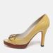 Gucci Shoes | Gucci Yellow Patent Leather Horsebit Peep Toe Pumps Size 37.5 | Color: Yellow | Size: 37.5