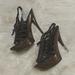 Jessica Simpson Shoes | Jessica Simpson Platform Caged Leather Gobow Heels Size 8.5 | Color: Black | Size: 8.5