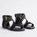 Torrid Shoes | New Torrid Eyelet Gladiator Sandal Black Silver Strappy Open Toe Size 9 Ww Wide | Color: Black/Silver | Size: 9