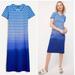 J. Crew Dresses | J. Crew Midi T-Shirt Dress In Dip-Dyed Stripe | Color: Blue | Size: Xs