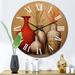 Design Art Still Life Red Gold Vase w/ Wheat Flowers Wall Clock Metal in Brown/Red | 16 H x 16 W x 1 D in | Wayfair CLM89904-C16