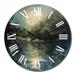 Design Art Mysterious Misty Sunset Over Teal Lake III Metal Wall Clock Metal in Blue/Gray/Green | 16 H x 16 W x 1 D in | Wayfair CLM90504-C16