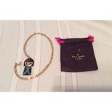 Kate Spade New York Jewelry | Kate Spade Asian Doll Kanpai Blue Kimono Girl Gold Tone Necklace | Color: Gold | Size: Os