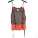 Free People Tops | Free People Embroidered Tank Top | Color: Gray/Red/Tan | Size: Xs