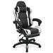 Inbox Zero Racing Game Chair High Back Computer Chair w/ Footrest Massage Lumbar Support Faux Leather in White/Black | Wayfair