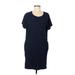 New York & Company Casual Dress - Shift: Blue Solid Dresses - Women's Size Medium