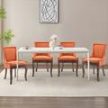 Rosalind Wheeler Buckhalt Velvet Wing Back Dining Chair Wood/Upholstered/Velvet in Orange | 36.4 H x 25 W x 22 D in | Wayfair