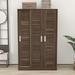 Red Barrel Studio® Derricka Wood 3-Doors Shutter Wardrobe w/ Shelves & Sliding Door Wood in Brown | Wayfair 7C05559AA3DD48AFA8AB152DD01C0F7B