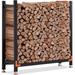 17 Stories Stephone 48" W Enamel Coated Steel Log Rack Enamel Coated Steel in Gray | 46.8 H x 96 W x 12 D in | Wayfair