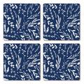 East Urban Home Navy Floral Decorative Hardboard Coaster Set Wood in Blue/Brown | 1 H x 4 W x 4 D in | Wayfair 632BBC59E5394BA585CF0F43EAF3425F