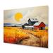 Red Barrel Studio® Yellow Barn Minimalsim Landscape III - Farmhouse Metal Wall Decor Metal in Orange/Yellow | 12 H x 20 W x 1 D in | Wayfair