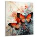 August Grove® Orange Teal Butterfly Symphony Of Wings - Animals Butterfly Metal Wall Decor Metal in Black/Blue/Red | 32 H x 16 W x 1 D in | Wayfair