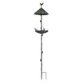 Arlmont & Co. Rodneisha Metal Umbrella Birdfeeder Garden Stake Metal in Gray/Green | 39.75 H x 7.75 W x 7.75 D in | Wayfair