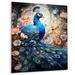 Dakota Fields Blue Coral Indian Art Dancing Peacock I - Animals Metal Wall Art Metal in Blue/Gray/Orange | 32 H x 16 W x 1 D in | Wayfair