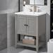 Winston Porter Naylene 24" W x 18" D x 33.61" H Wall-Mounted Single Bathroom Vanity Wood/Ceramic in Gray | 33.61 H x 24.01 W x 18.01 D in | Wayfair