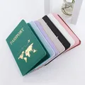 Couverture de passeport en cuir PU unisexe porte-passeport de voyage mince carte du monde