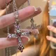 Y2K Zunderes-Collier pendentif croix pour femme rose violet coeur d'amour colliers de la